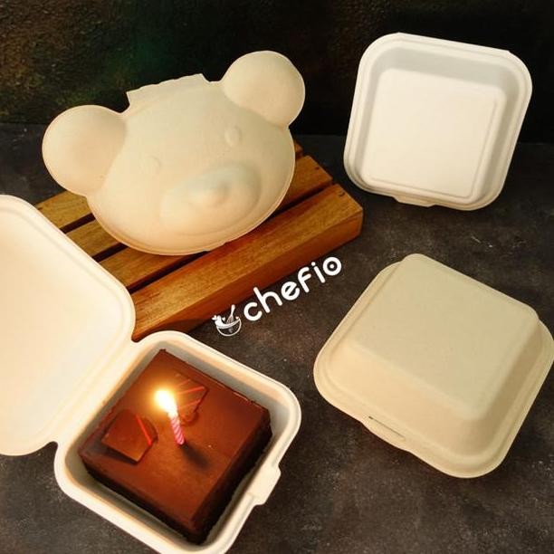 Bento Bear Cake Burger Box Korea Dessert Lunch Box Kotak Kue Tart Mini