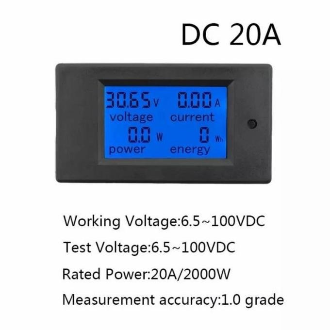 MULTI WATT KWH VOLT CURRENT METER DC 6,5-100VDC 20A