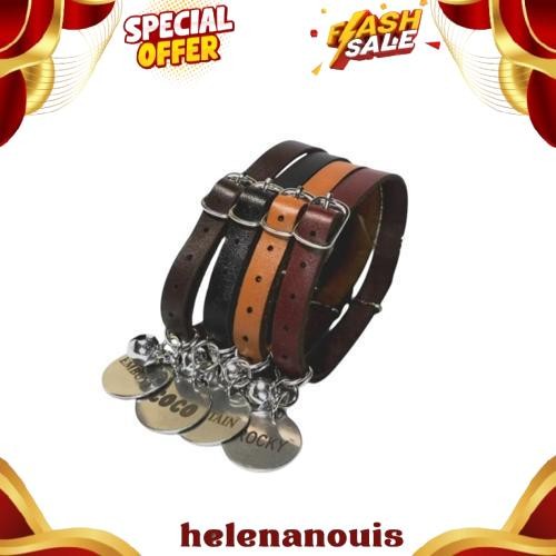 Big Promo Kalung Anjing  Custom Nama Liontin Metal Kulit Premium