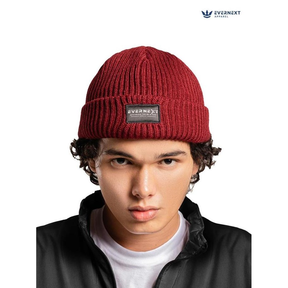EVERNEXT Beannie Hat Topi Rajut Pria Topi Kupluk Musim Dingin Topi Streetwear Pria Distro Terbaru