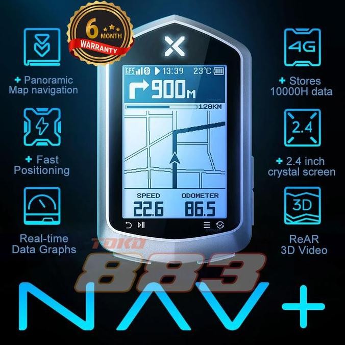 XOSS NAV+ Speedometer Sepeda Smart GPS Support Strava SRA