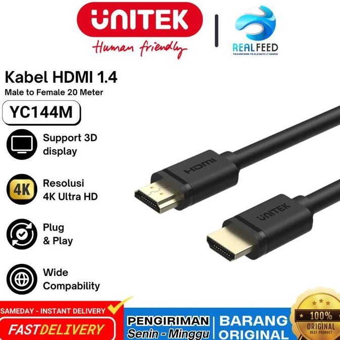 NEW KABEL HDMI 1.4 20M SUPPORT 4K ULTRA HD UNITEK YC144