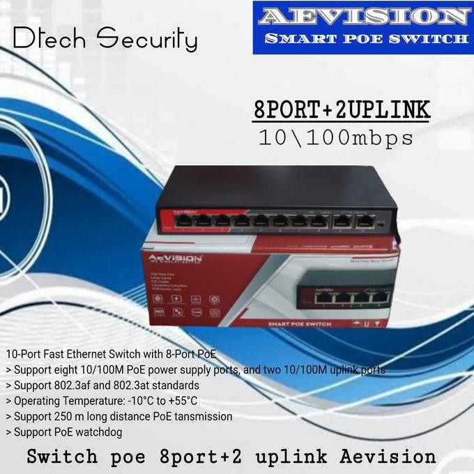 SWITCH POE 8 PORT+2 UPLINK AEVISION SMART POE 8 PORT