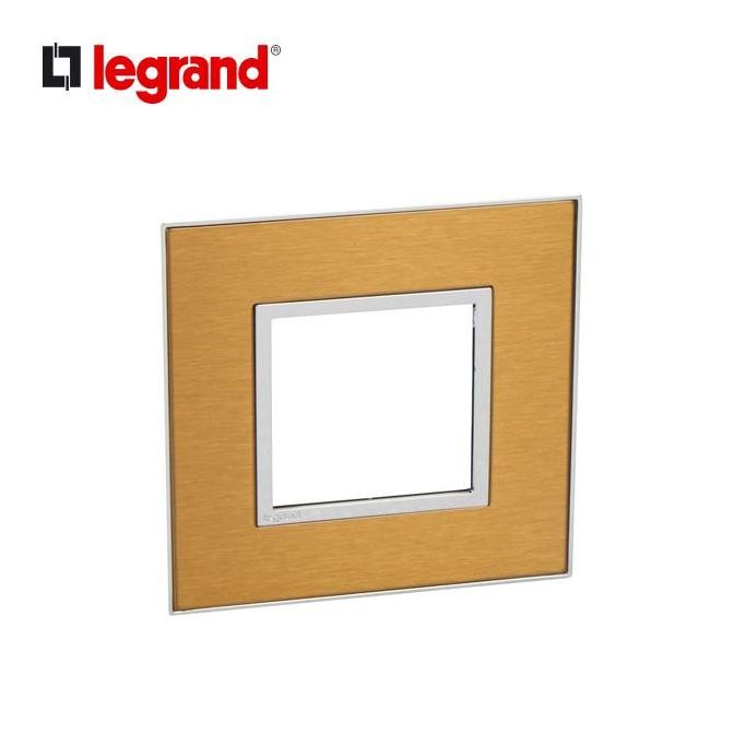 * Legrand Plate 2 Sq Mod F-G Gold Brass 576240 *