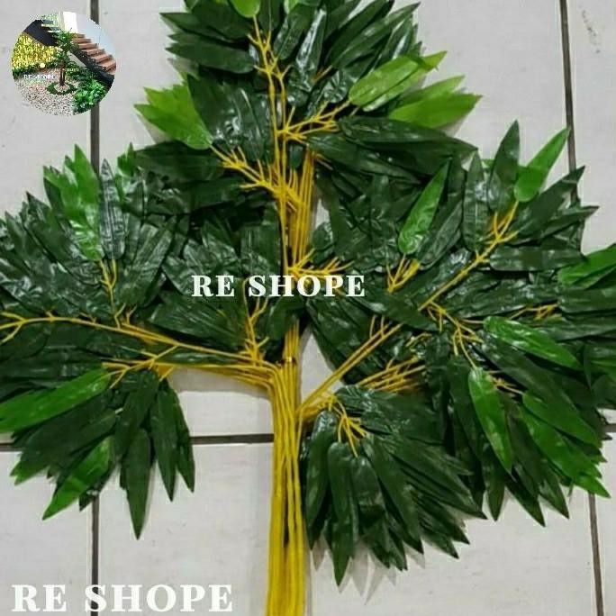 DF239>> daun bambu artificial - daun artificial grosir daun bambu kuning dekorasi artificial - bunga