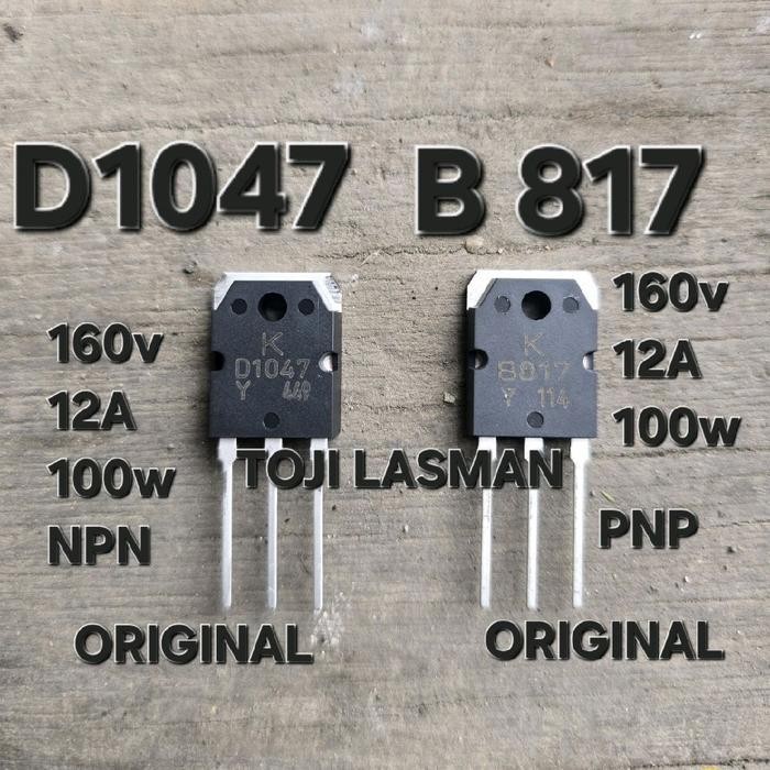 TRANSISTOR FINAL POWER AMPLIFIER B817 D1047 K  12A 160v 100w 2sb817 2sd1047 2sb B 817 2sd D 1047 pnp