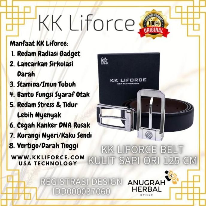 Kk Liforce Belt Sabuk Fashion Kesehatan Pria Kulit Sapi Asli (125 Cm)