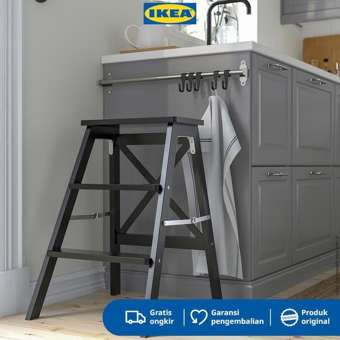 Ikea Bekvam Tangga 3 Tingkat Serbaguna Hitam 63 Cm Kayu