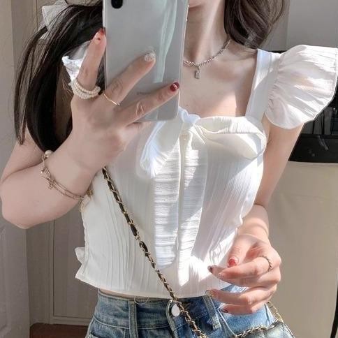 Promo COMFIT - UND499 - Atasan Wanita Lengan Balon Model Kerut Tali Depan Pita Bahan Adem Melar Bra 