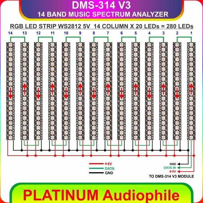 Spectrum Analyzer Modul DMS-314 V3 14 Band Music Analyzer