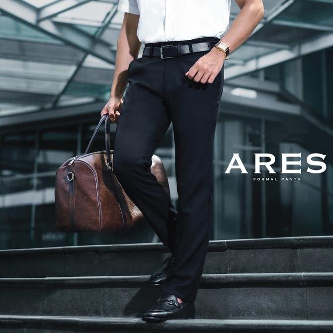 Promo CUTOFF Ares Formal Pants Celana Bahan Kain Basic Pria Panjang Slim Fit COD