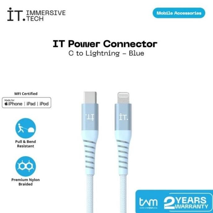 It Power Connector Usb Type C To Lightning Cable Charge Iphone - Blue