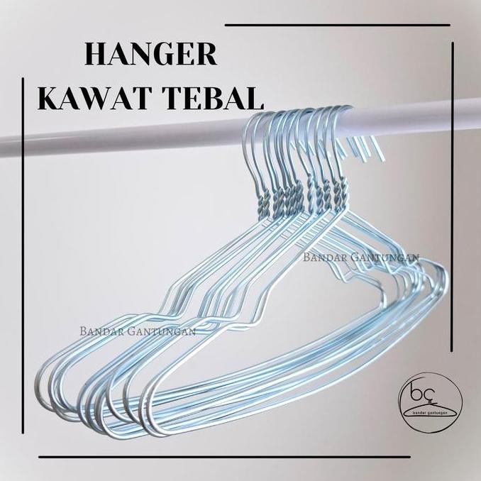 1 Lusin Hanger Kawat Baju Besi Tebal / Gantungan Baju Besi Hanger Kawat Baju Dewasa  - Ls