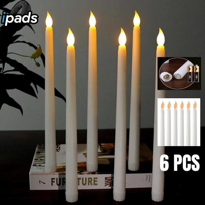 Lilin LED - Lilin Panjang 6PCS Lampu Elektrik Lilin - Lilin Lampu