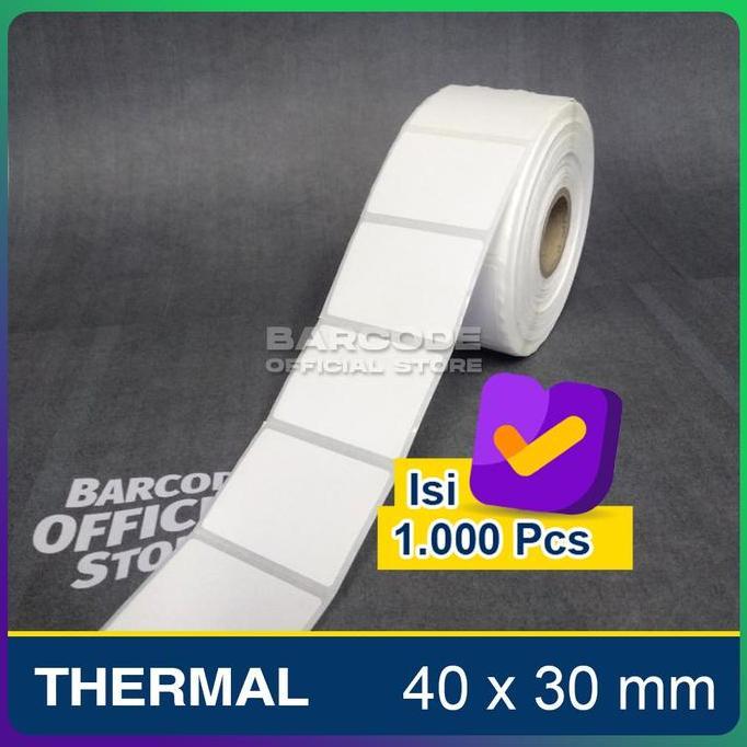 Adhesive- Stiker Kertas Label Bare Thermal Ukuran 40X30Mm - 40 X 30 Mm