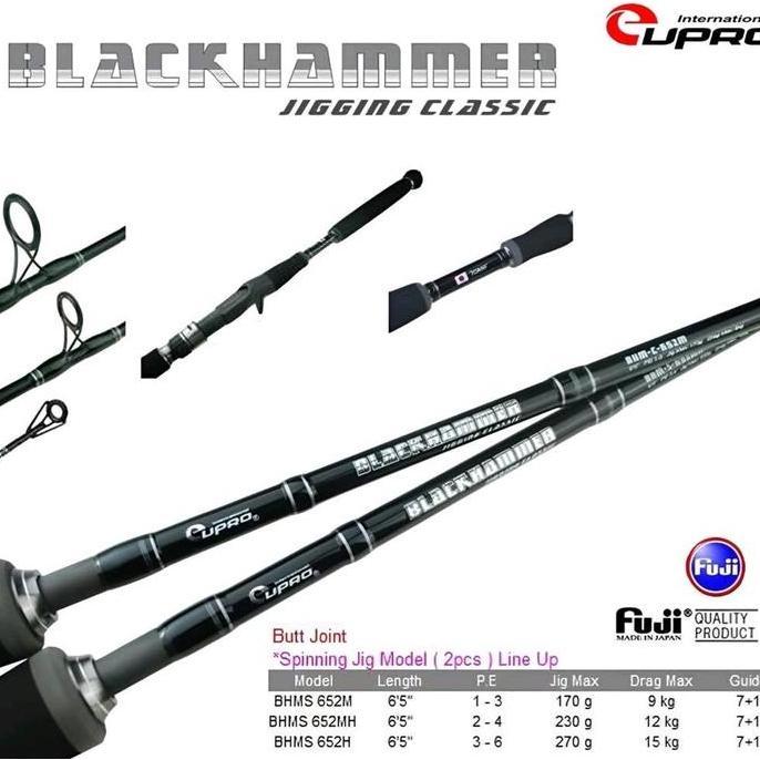 Best Seller Joran EUPRO BLACK HAMMER Spinning | JIGGING | 2 section | Original | Free Packing | Panc