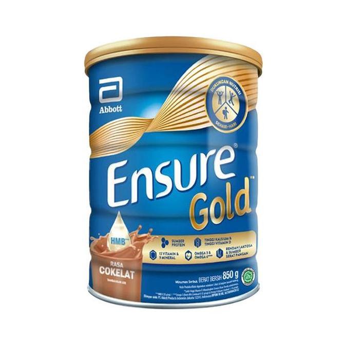 Leite - Ensure Gold Rasa Coklat 850Gr - Chocolate - Milk - Susu Lansia - Bubuk
