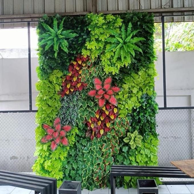 Hiasan Dinding Vertical Garden Sintetis - Cocok Untuk Outdoor & Indoor - Vertical Garden Sintetis Ar