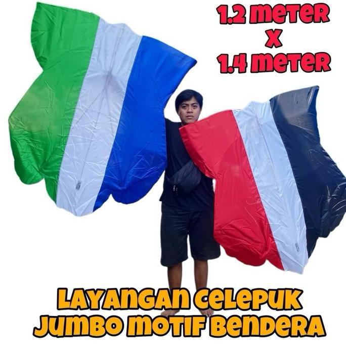 @=@=@=@=] LAYANGAN CELEPUK JUMBO motif bendera 1.3 meter - Layang layang celepuk kain - celepuk bend