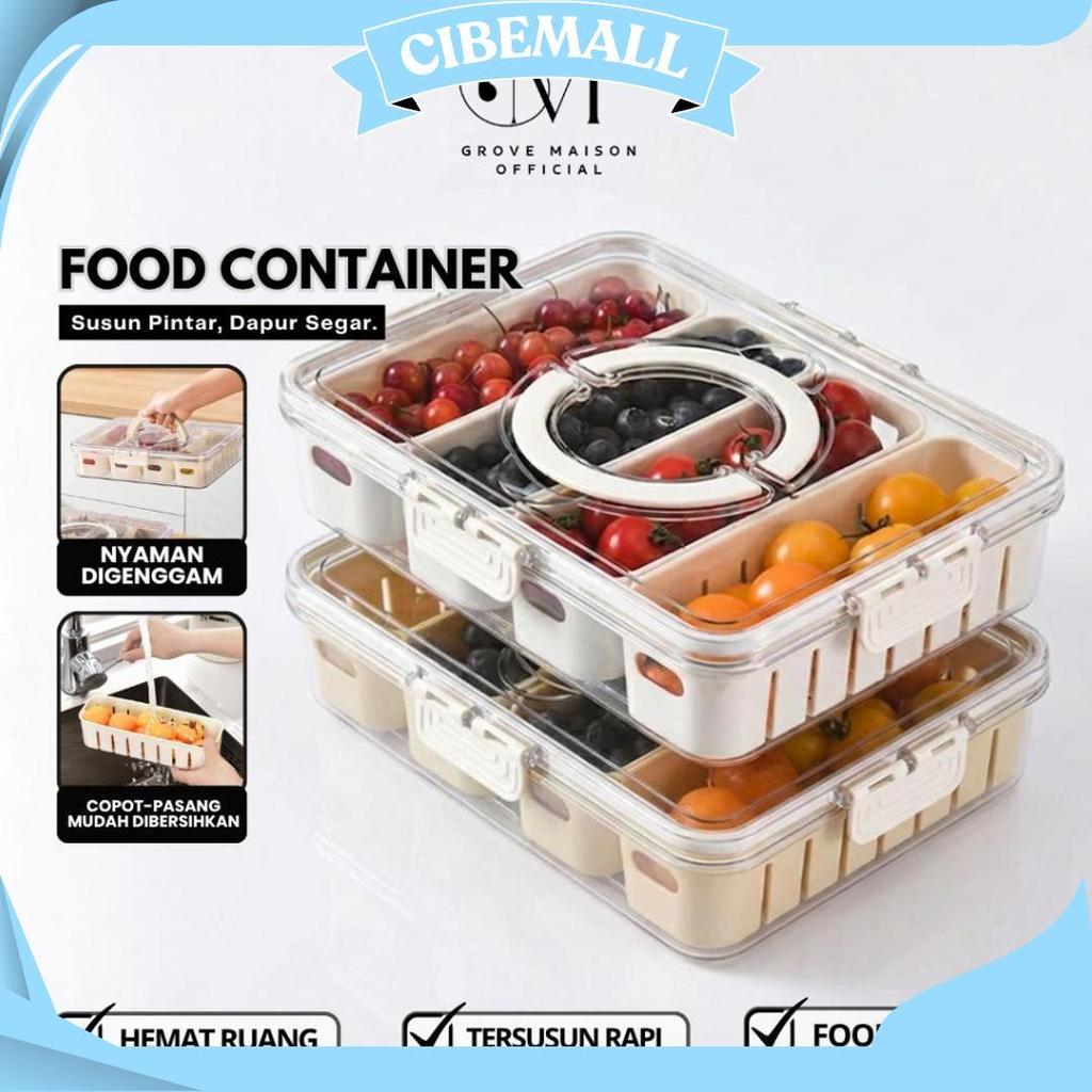 GROVE MAISON Kotak Bumbu Dapur Kedap Udara Transparan Wadah Bumbu Organizer Kulkas Serbaguna Teratas