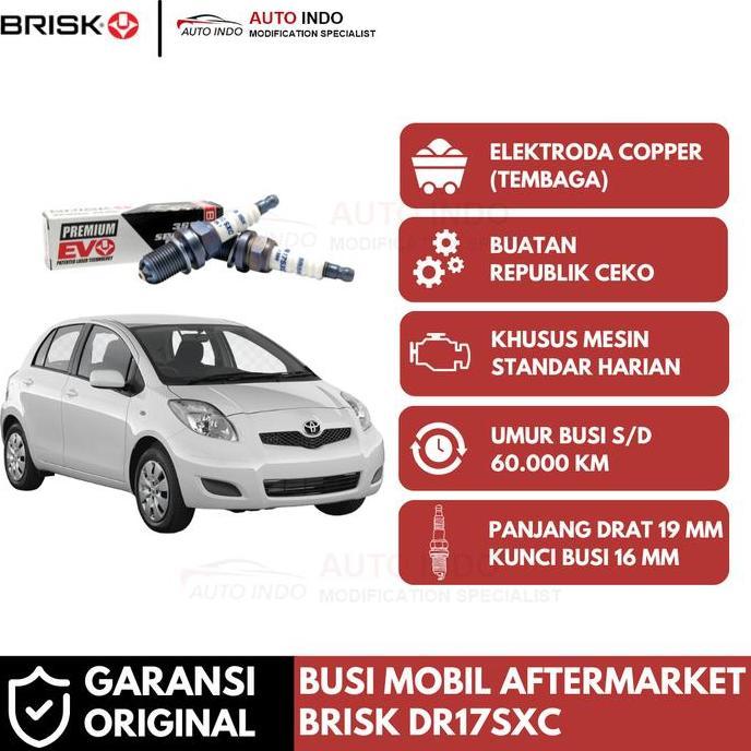 Busi Mobil Brisk Premium Evo Dr17Sxc Untuk Toyota Yaris Bakpao | Ori | Kunci Busi 16 Mm