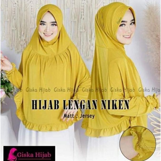 Scarf- Hijab Tangan Niken Jumbo Jersey Katun Panjang Muslim Nyaman Pendek Instan Kerudung Bergo Pet 