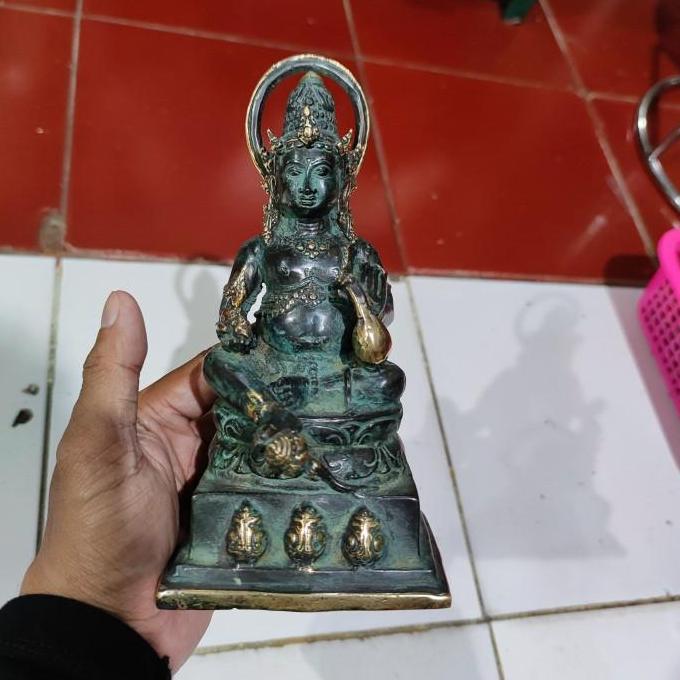 ] arca patung dewa kuwera kubera kuvera dewanagari kuningan