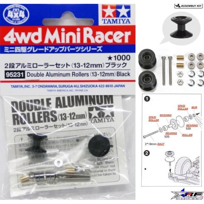 Promo TAMIYA 95231 DOUBLE ALUMINUM ROLLERS 13-12MM BLACK Diskon