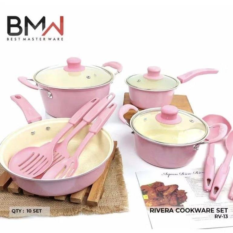 Panci Set 13pcs Rivera Teflon Anti Lengket, Tutup Kaca, Cookware Set (BMW&Gionee) Diskon