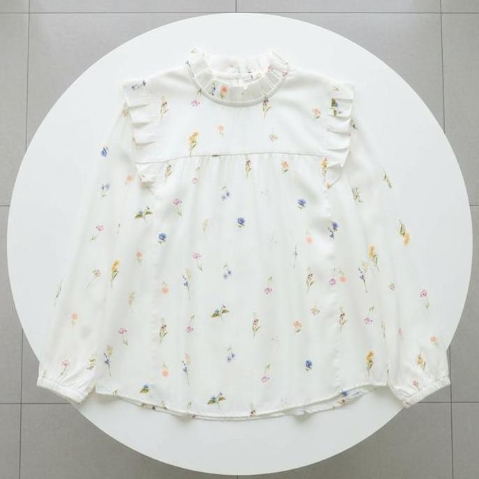 Chuby- Blouse Ruffle Bunga / Kemeja Bunga Korea Korean Style / Atasan B03 Wanita