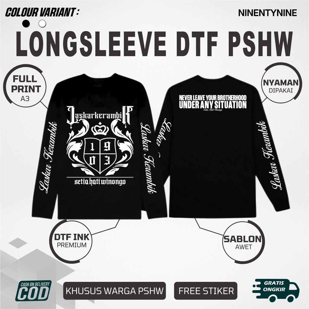 KAOS LENGAN PANJANG PSHW Laskar Kerambik T-SHIRT LONGSLEEVE PSHW - KAOS LENGAN TANGAN PANJANG PSHW -