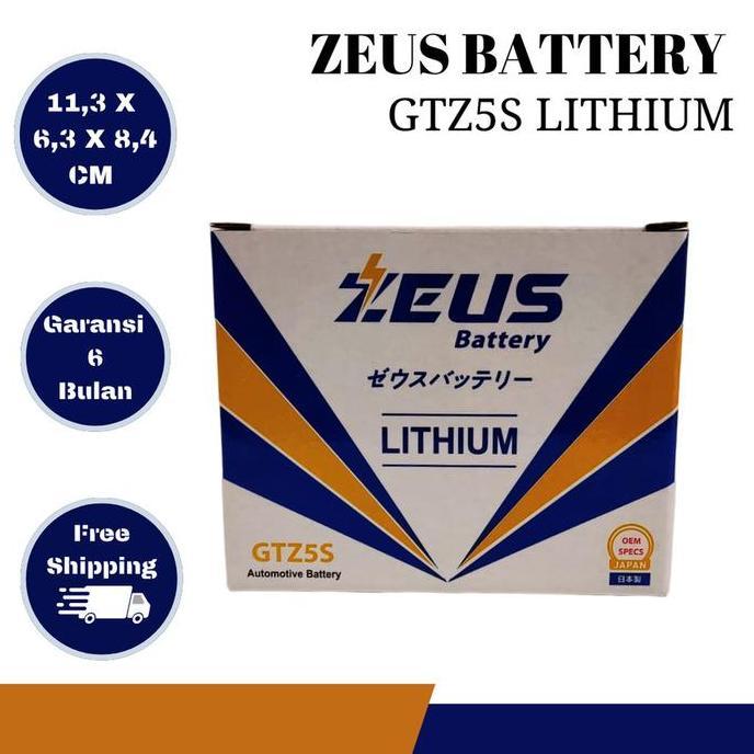 Aki Motor Honda Beat Karburator / Injeksi Zeus GTZ5S Accu Lithium