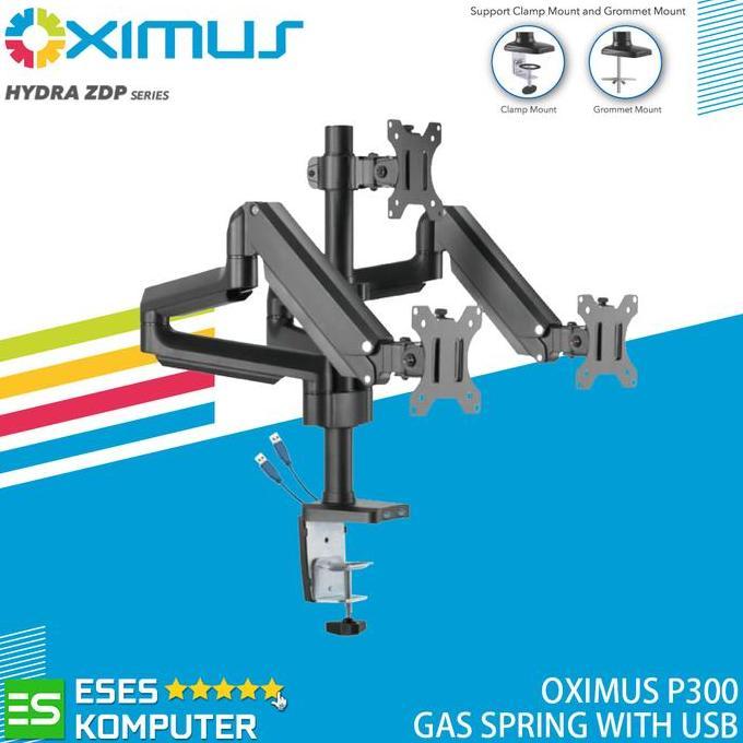 Ready  Bracket Monitor Gas Spring OXIMUS P300 USB | Triple Monitor LCD LED