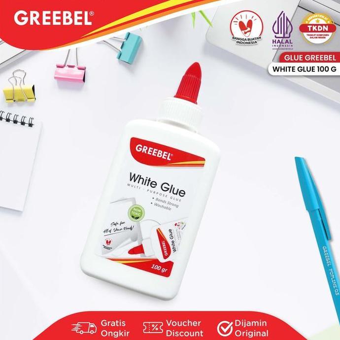 GREEBEL Lem Kertas White Glue 100 Gram (100G / PCS) / Lem Kertas / Lem Putih / Lem Cair
