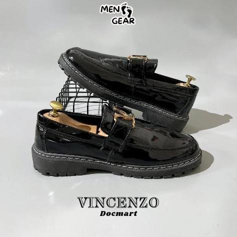 Vanto- Menfootgear Vincenzo Sepatu Pria Sepatu Loafers Kerja Formal Cowok Docmart Hitam Fantofel Cro