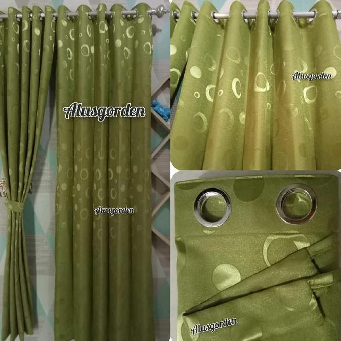 Sala - Gorden Jendela Pintu Polos Motif Polkadot 10Ring Hordeng Korden Tirai Gordyn Pintu Kamar Seka