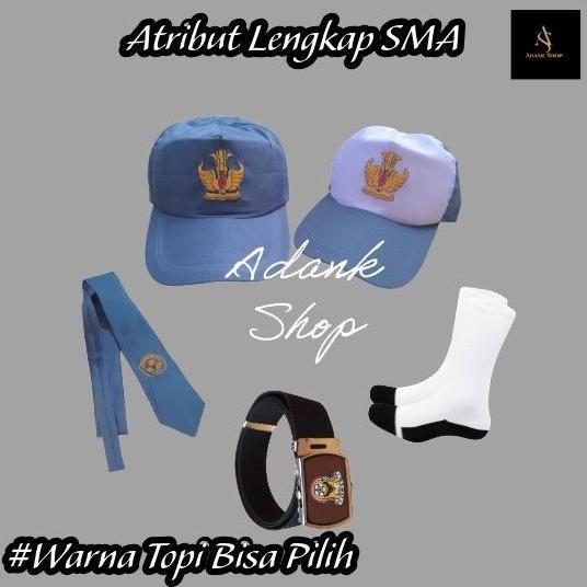 Atribut Sekolah SMA SMK Paket Lengkap Topi Dasi Gesper dan Kaos Kaki Kids Fashion
