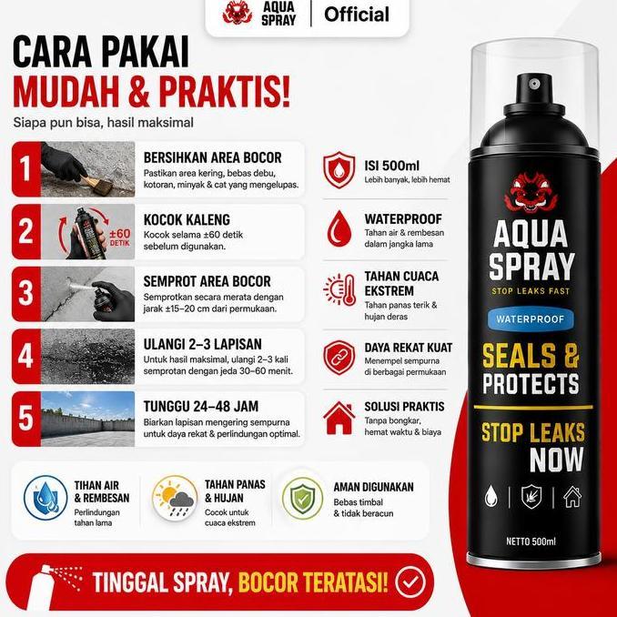 Aqua Spray - Penambal Kebocoran - Anti Bocor 500ml | RS