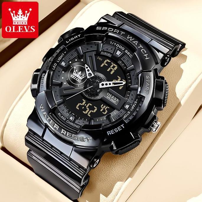 Watch- Olevs Jam Tangan Pria Cowok Sport Tch Anti Air Tahan Multifungsi Led Alarm Men Tches With Kot