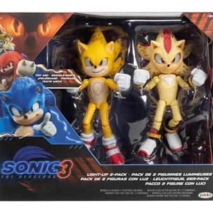 Jakks Pacific Sonic The Hedgehog Light Up Super Sonic & Super Shadow Action Figure Set