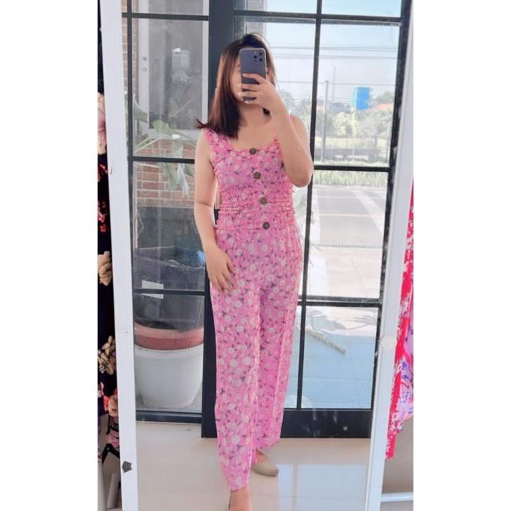 Jumpsuit Kerut Panjang Bali Motif Bunga