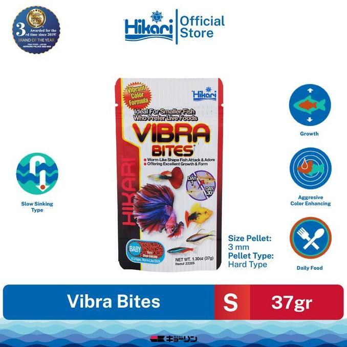 HIKARI VIBRA BITES BABY 37GR - PAKAN IKAN PENGGANTI MAKANAN HIDUP CACING DARAH