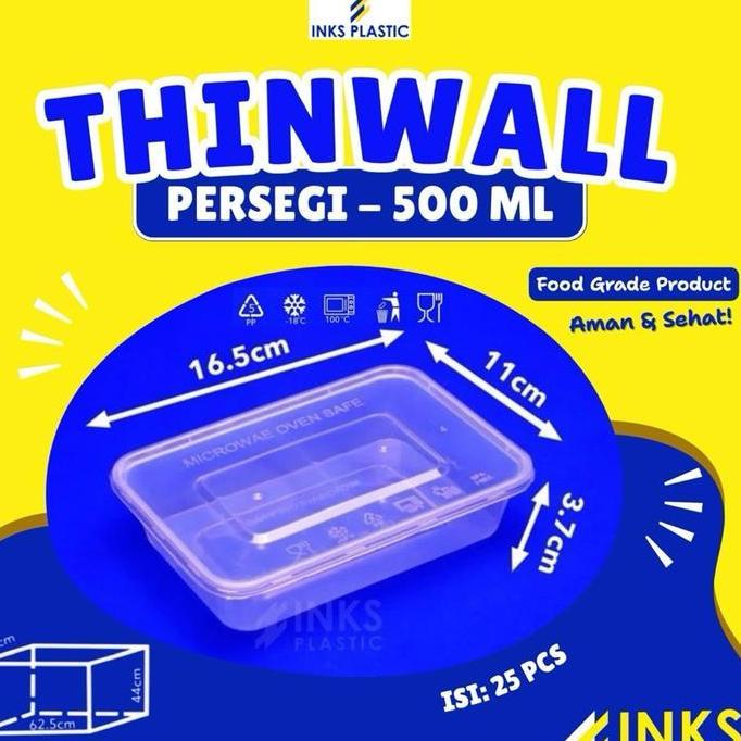 THINWALL 500 ML KCS RECTANGLE PERSEGI PANJANG (25 PCS)
