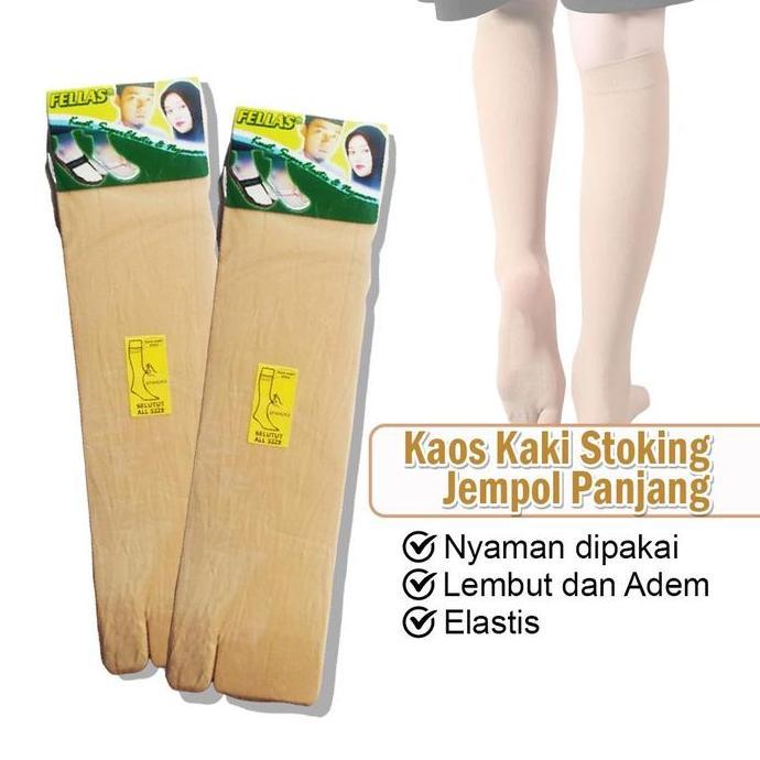 Stoking Jempol Pria Wanita Selutut Kaos Kaki Kulit Nude Muslimah Transparan Stocking Panjang Elastis