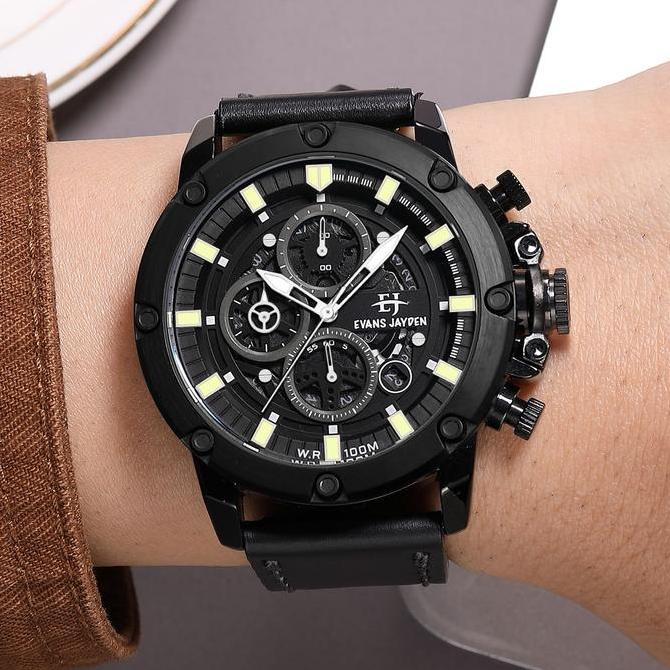 Bw- Evans Jayden Jam Tangan Pria 9570 Kulit Kaca Sapphire Chronograph Ter Resistant 10 Atm