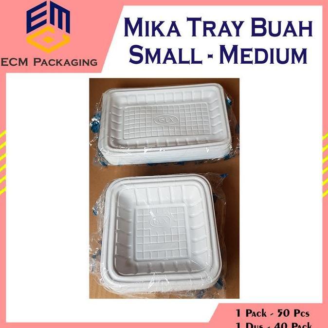 MIKA tray buah GLX Small Medium 50pcs | Mika Plastik Alas Buah | Mika Tray Putih Alas Sayur