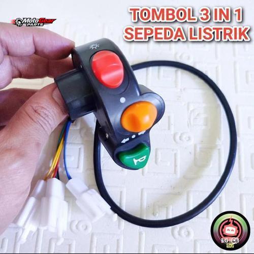 saklar 3 in 1 sepeda listrik universal tombol lampu sein klakson motor
