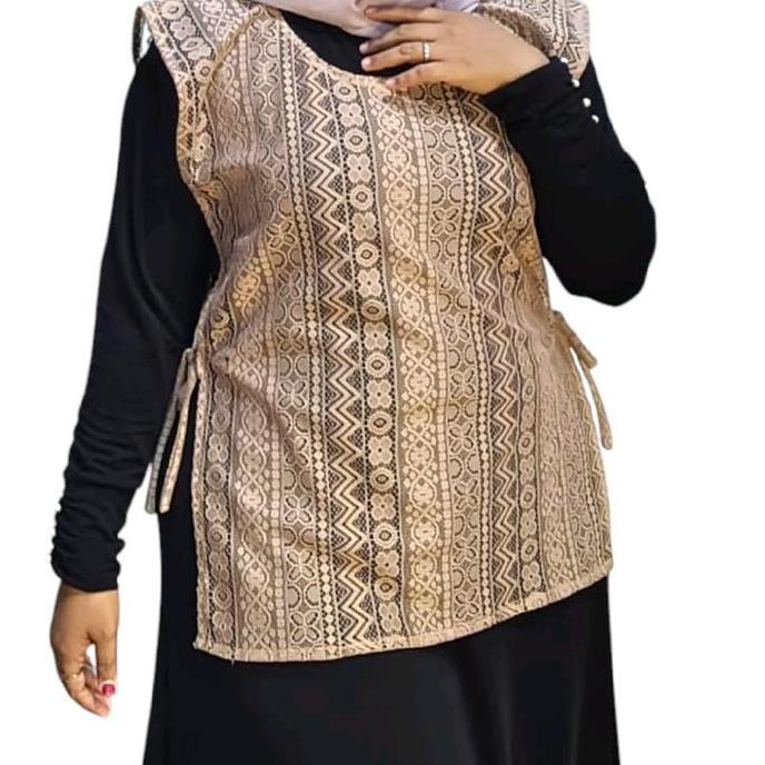 Camisa  - Vest Brokat Jumbo Ld 130 Rompi Wanita Oversize Brukat Malika Panjang Samping Atasan Outer 