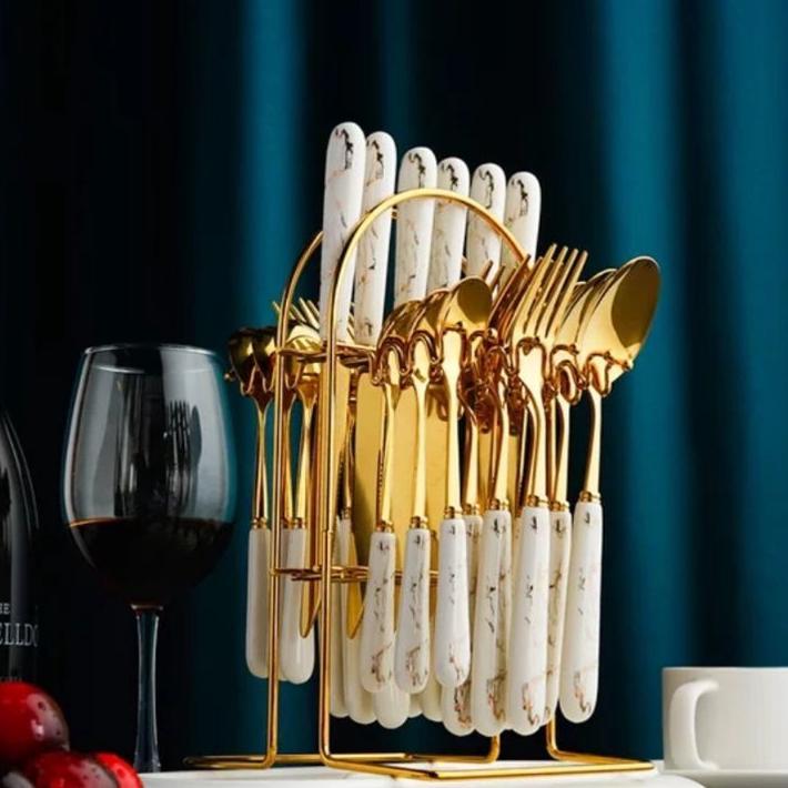 Aveline Sendok Set Sultan / Sendok Gold / Egg Spoon Gold / Stainlees Steel / Sendok Gold Set Mewah