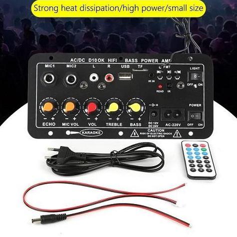 KIT AUDIO AMPLIFIER STEREO HIFI BASS BOARD 2 MIC SUBWOOFER AC / DC D10